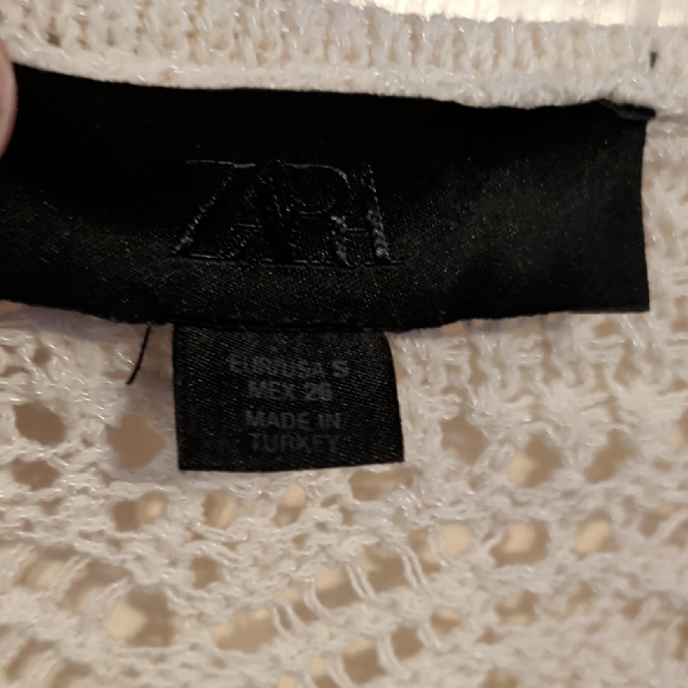Zara White Crochet Women's Cardigan - Picture 2 of 4